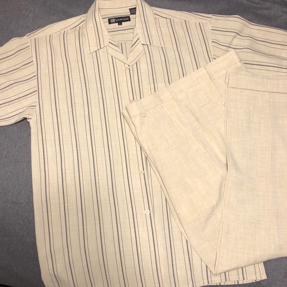 Set of Button Down Short sleeve Shirt & Pants
